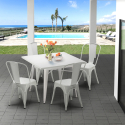 set sedie in metallo stile e tavolo quadrato design industriale harlem Sconti