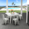 set sedie in metallo stile e tavolo quadrato design industriale harlem Sconti