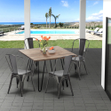 set tavolo quadrato in legno e sedie in metallo design industriale bay ridge Scelta