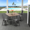 set tavolo quadrato in legno e sedie in metallo design industriale bay ridge Scelta