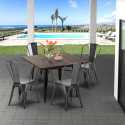 set tavolo quadrato in legno e sedie in metallo stile industriale west village Acquisto
