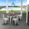 set tavolo quadrato e sedie in metallo legno stile industriale midtown Vendita