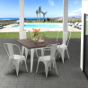 set tavolo quadrato e sedie in metallo legno stile industriale midtown Vendita