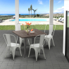 table carrée + 4 chaises en métal design industrial jamaica Modèle