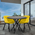 Table ronde noire design 80cm + 2 chaises Oden Black Catalogue