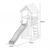 Aire de jeux d'extérieur en bois avec toit toboggan pour enfants Carol-1 Dimensions