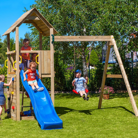 Turm mit Rutsche Kletterschaukel Kindergarten Spielplatz Carol-2 Aktion