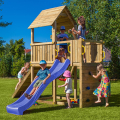 Parco giochi da giardino in legno torretta scivolo altalena arrampicata Carol-3 Promozione
