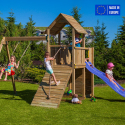 Parco giochi da giardino in legno torretta scivolo altalena arrampicata Carol-3 Vendita