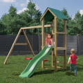 Torretta con scivolo altalena doppia parco giochi da giardino in legno Lucas Promozione