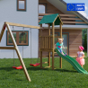 Torretta con scivolo altalena doppia parco giochi da giardino in legno Lucas Vendita