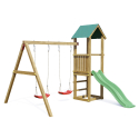 Torretta con scivolo altalena doppia parco giochi da giardino in legno Lucas Offerta