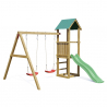 Torretta con scivolo altalena doppia parco giochi da giardino in legno Lucas Offerta