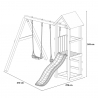 Aire de jeux en bois avec toboggan double balançoire de jardin Lucas Dimensions