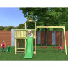 Spielturm mit Rutsche, Doppelschaukel & Kletterwand für Kinder Spielplatz Floppi Rabatte
