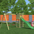 Aire de jeux extérieure pour enfants toboggan double balançoire et mur d'escalade Funny-3 DS Promotion