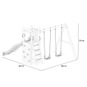 Aire de jeux extérieure pour enfants toboggan double balançoire et mur d'escalade Funny-3 DS 