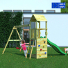 Aire de jeux extérieure en bois avec toboggan et double balançoire pour enfants Flappi Vente