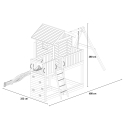 Aire de jeux extérieure avec mur d'escalade toboggan double balançoire Galaxy L 