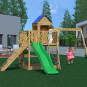 Scivolo casetta arrampicata altalena doppia parco giochi da giardino Treehouse Promozione