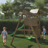 Torretta con scivolo altalene sabbiera parco giochi bambini in legno Boomer Promozione