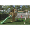 Aire de jeux Tourelle avec toboggan balançoires bac à sable enfants bois Boomer Catalogue