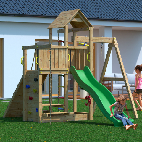 Hölzerne Garten Spielplatz Kinder Rutsche Schaukel Klettern Activer Aktion