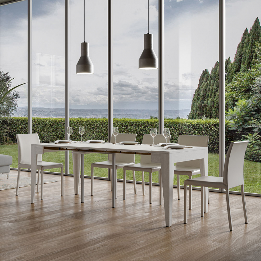 Ausziehbarer Konsolentisch 90x42-302 cm Esstisch weißes Holz Isotta Aktion Ausziehbarer Konsolentisch 90x42-302 cm Esstisch weißes Holz Isotta Aktion