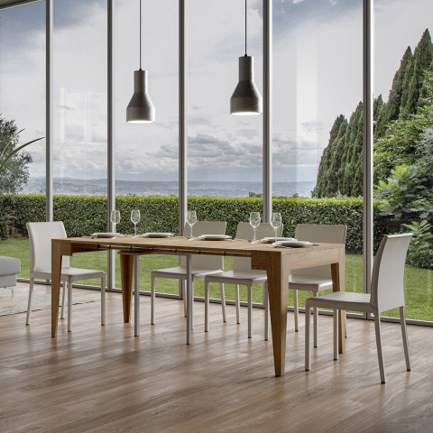 Table console extensible 90x42-302cm bois de salle à manger Isotta Oak Promotion