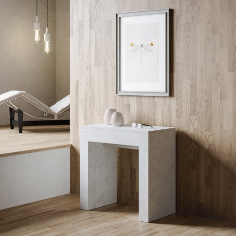 Console extensible 90x47-299cm table de salle à manger en bois blanc Allin Promotion