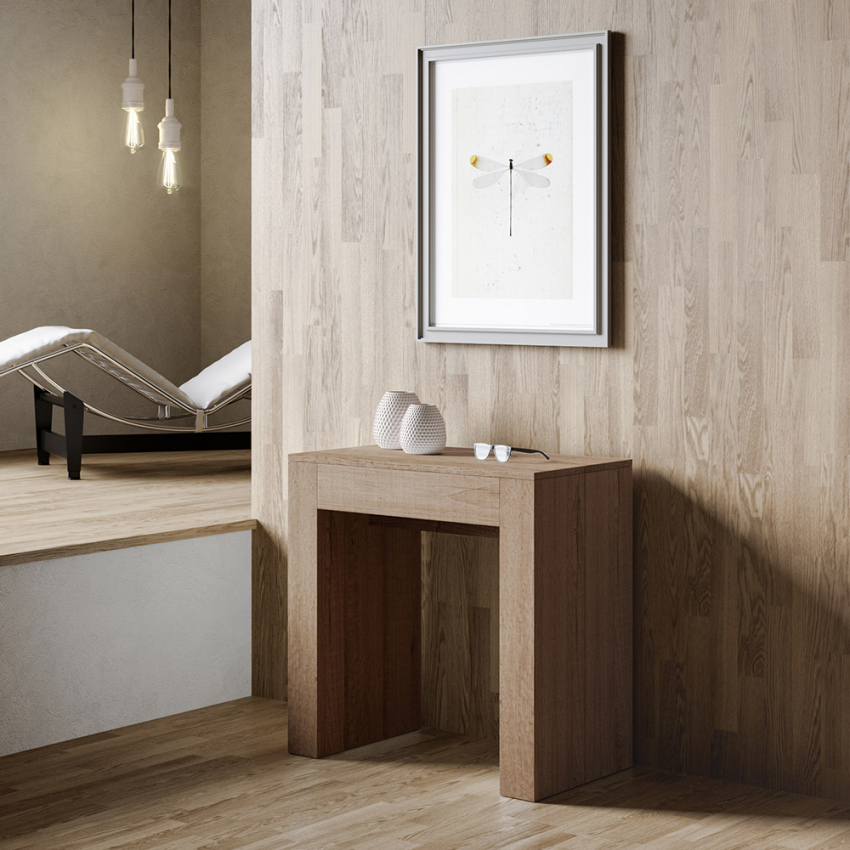 Consolle ingresso allungabile tavolo da pranzo 78x47-299cm legno Allin Oak Promozione Consolle ingresso allungabile tavolo da pranzo 78x47-299cm legno Allin Oak Promozione