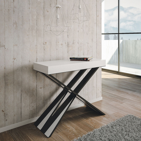 Console extensible design moderne table à manger blanche 90x40-300cm Diago Promotion