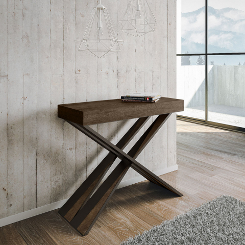 Consolle allungabile 90x40-300cm cm tavolo legno design moderno Diago Noix