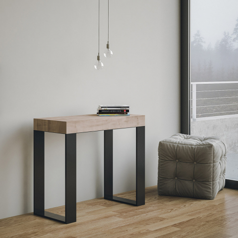 Modernes Design ausziehbarer Tisch 90x40-300cm Holz Metall Tecno Oak
