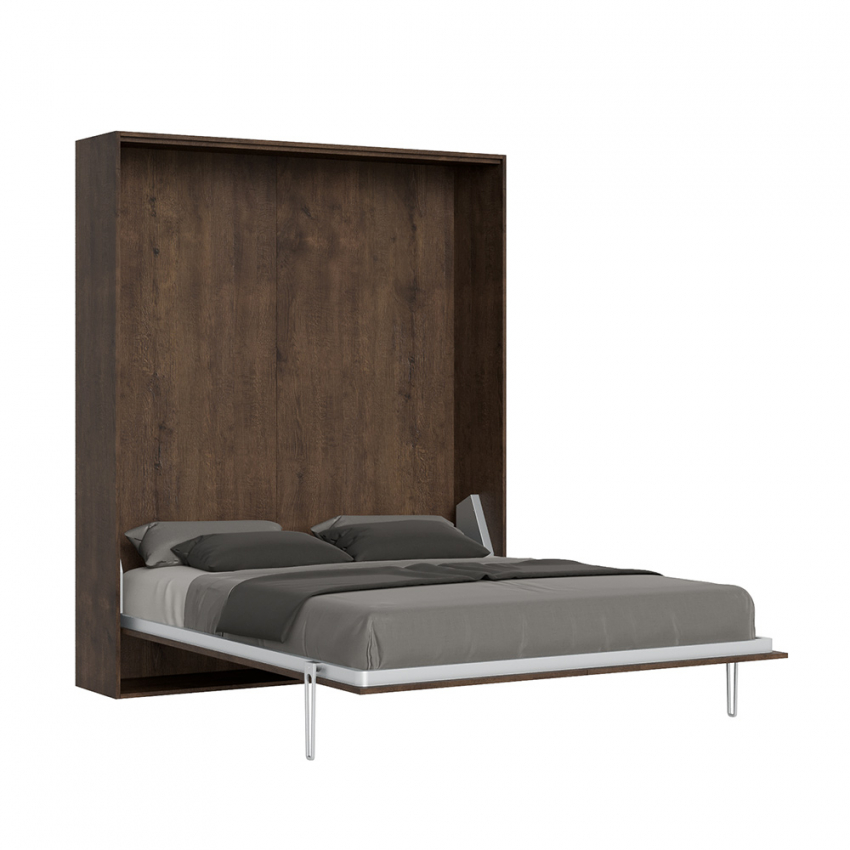 Kando 2MNC letto a castello a scomparsa legno noce materasso 85x185cm