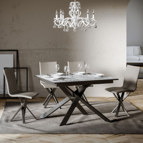 Tavolo da pranzo allungabile 90x120-180cm design moderno marmo Ganty Marble Promozione