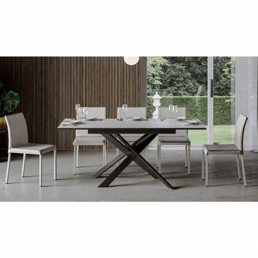 Ganty White Tavolo da pranzo allungabile grigio 90x120-180cm moderno