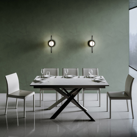 Mirhi Table à manger cuisine extensible 90x120-180cm design blanc