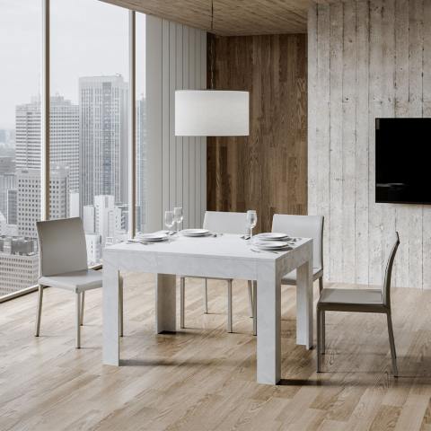 Table blanche extensible 90x120-180cm cuisine salle à manger Bibi White Promotion