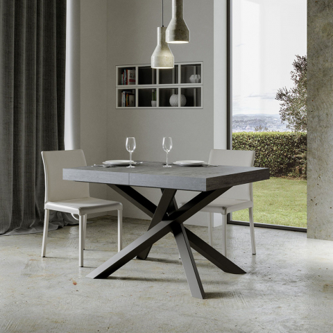 Ausziehbarer Küchen-Esstisch Grau 90x130-234cm Volantis Concrete