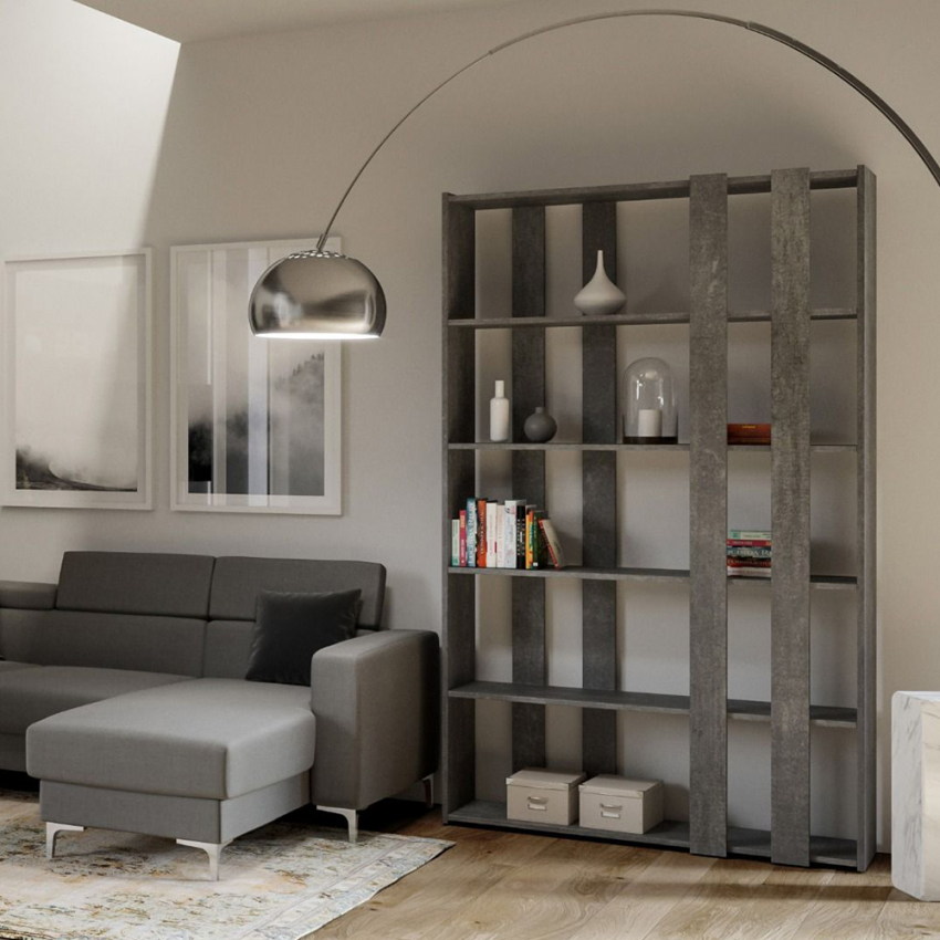 Moderne graue Wand-Bibliothek für Wohnzimmerdesign Kato A Small Concrete Aktion Moderne graue Wand-Bibliothek für Wohnzimmerdesign Kato A Small Concrete Aktion