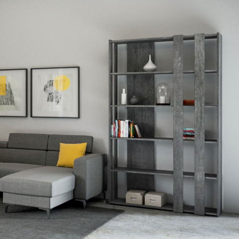 Modernes graues Wohnzimmer-Bücherregal zur Wandmontage Kato B Small Concrete