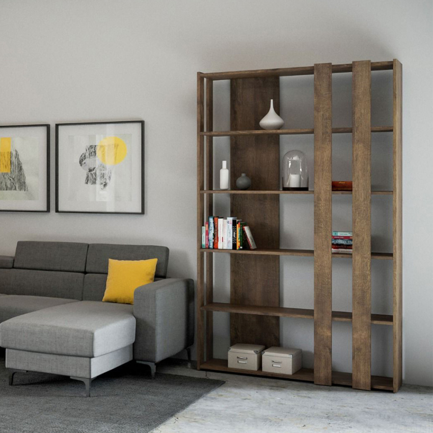 Bibliothèque de salon de design moderne avec mur vertical en bois