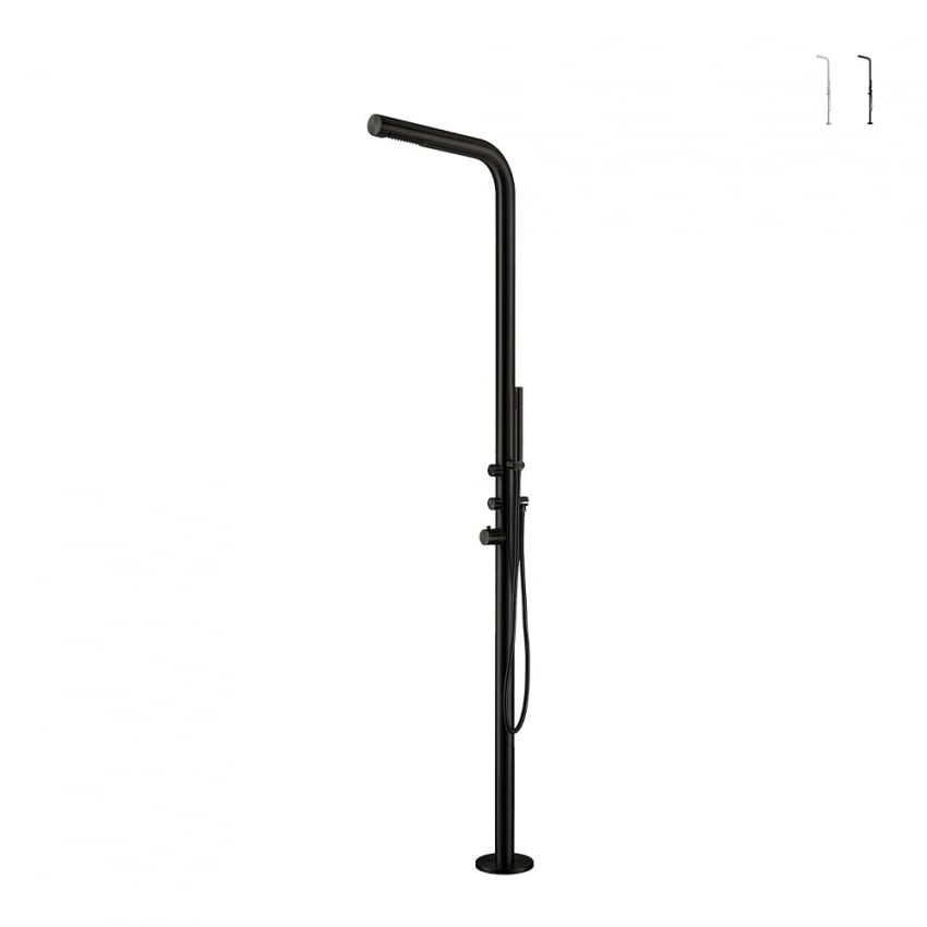 Douche de piscine de jardin en acier avec douchette double mitigeur Budoni Caractéristiques Douche de piscine de jardin en acier avec douchette double mitigeur Budoni Caractéristiques