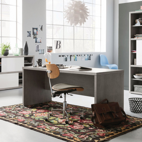Schreibtisch Arbeitstisch Bürotisch Holz Zementfarbe Grau Modern Design 180x69cm Pratico Aktion