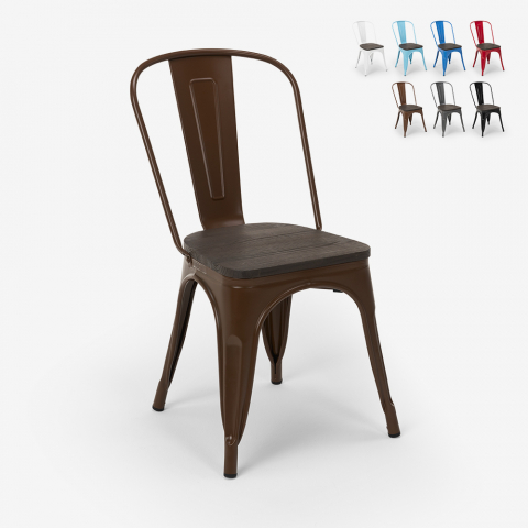 stock 20 pezzi sedie Lix industrial acciaio legno per cucina e bar steel wood Promozione