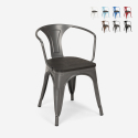 20 sedie design metallo legno industriale stile bar cucina steel wood arm Costo