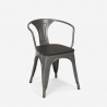 lot de 20 chaises design métal bois industriel style bar cuisine steel wood arm 