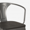 20 sedie design metallo legno industriale stile bar cucina steel wood arm 