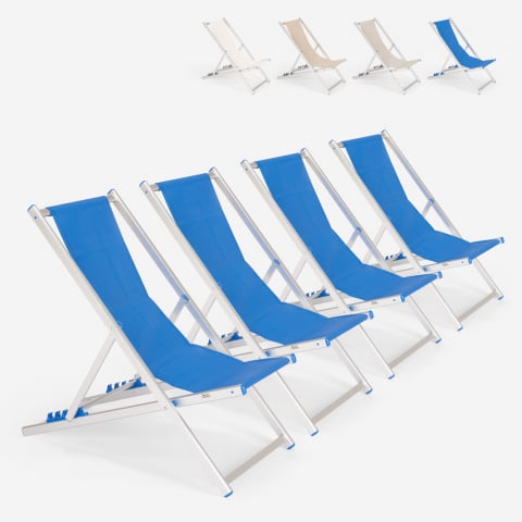 4 chaises de plage pliantes réglables en aluminium Riccione Gold Promotion